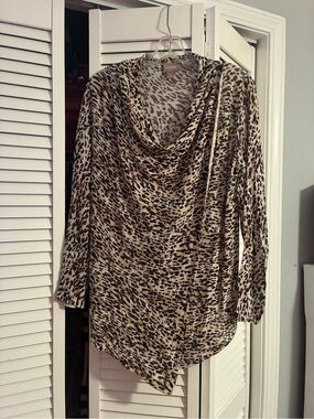 Chico's Black and Taupe Leopard-Print Cardigan